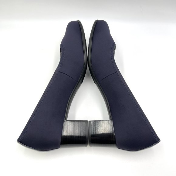 10XW 10 2E Aravon Career Navy Blue Comfort Dress‎ Pumps Block Heels Shoes - Picture 8 of 15